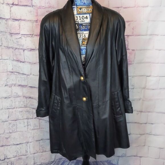 WILSON'S leather black vintage jacket size small - Picture 1 of 4